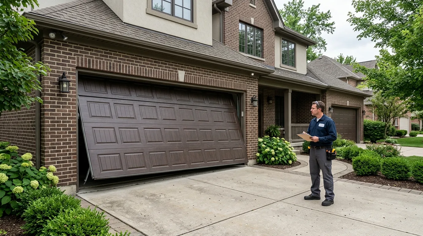 Garage door detail illustrating why a door goes off track in austin homes