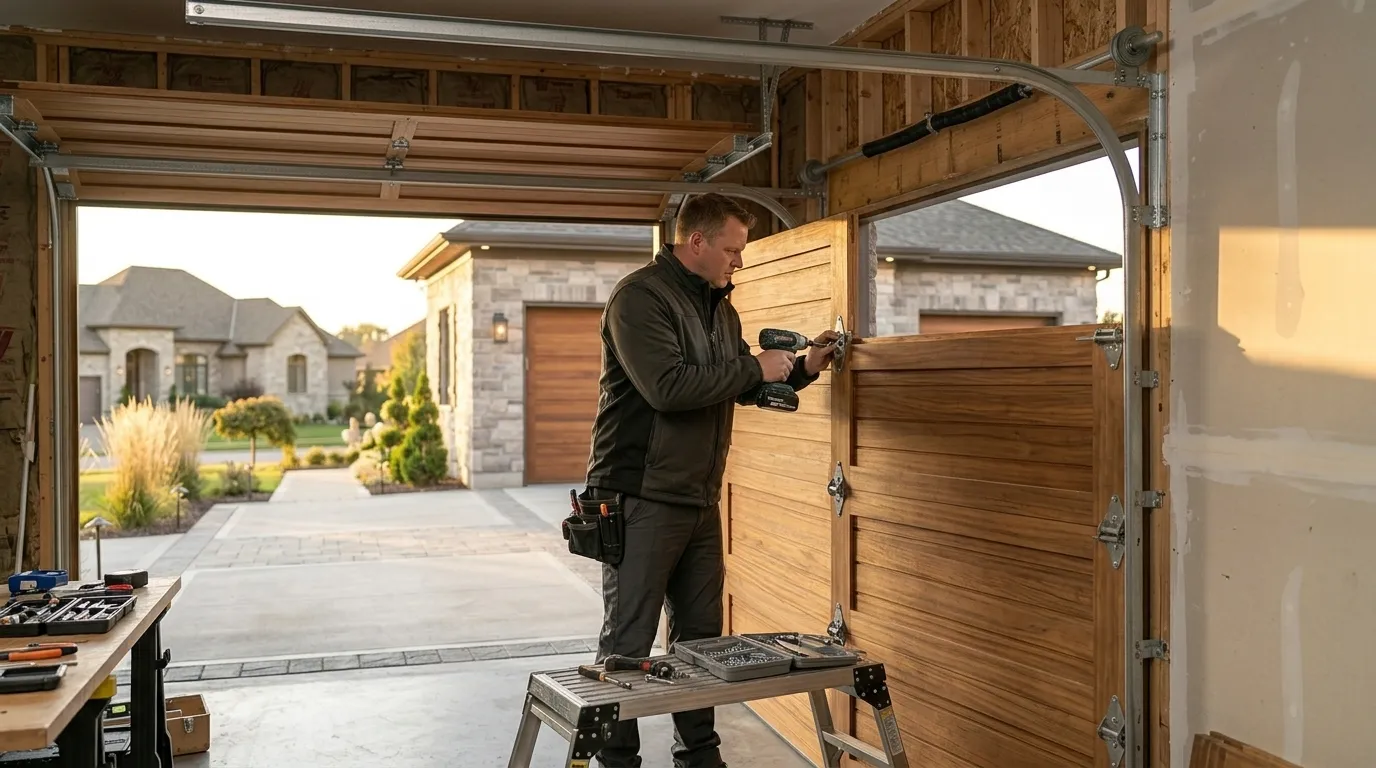 Sectional steel garage door